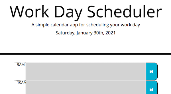 Work Day Scheduler App