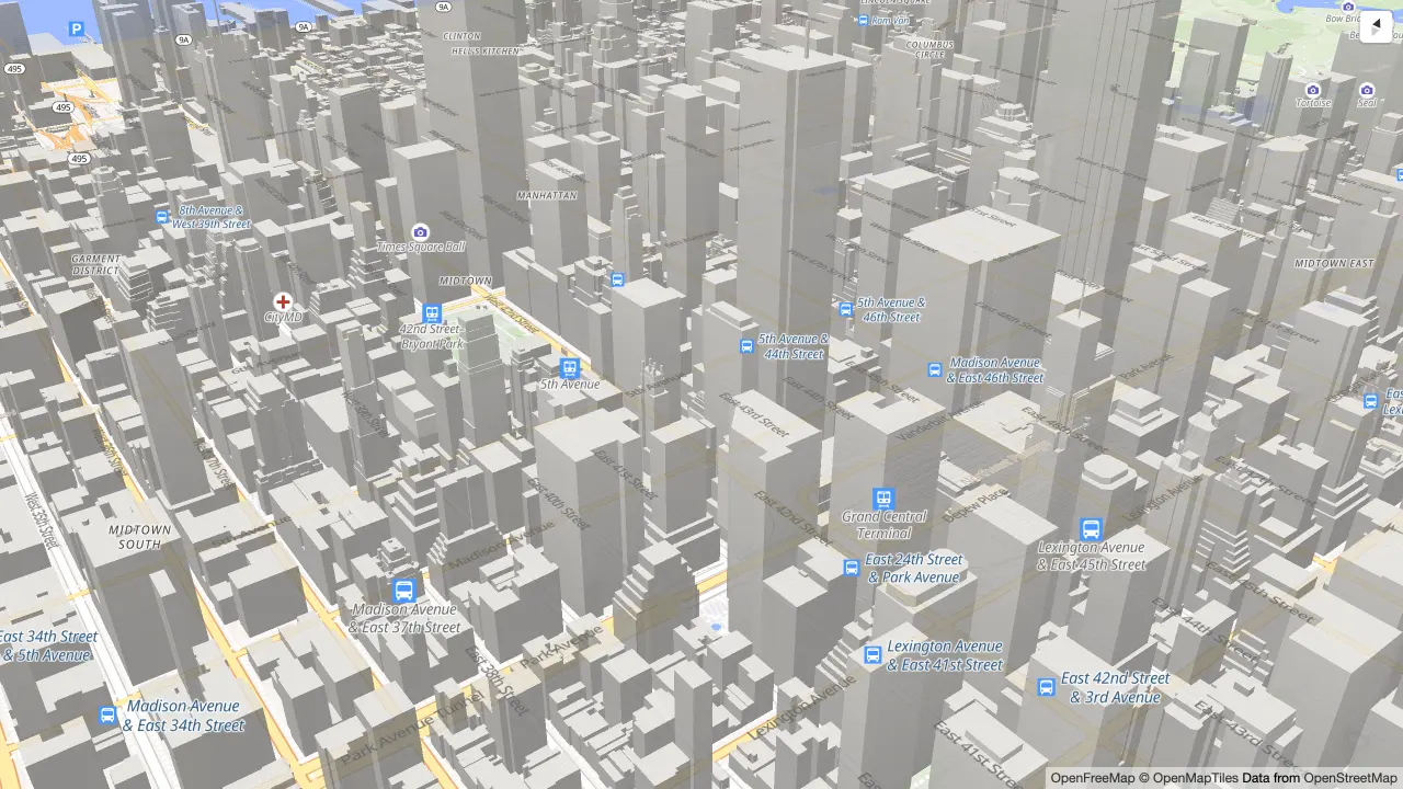 Midtown Manhattan with the camera pitched and rotated