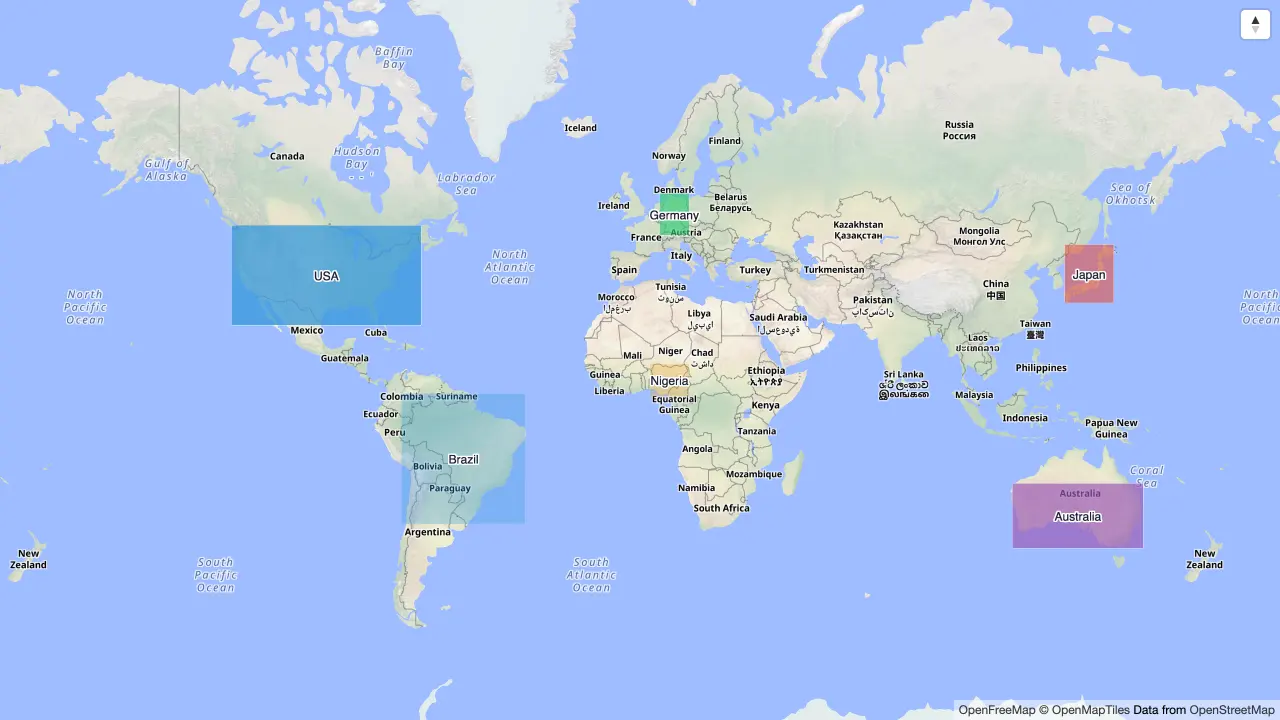 countries coloured and faded by their own properties