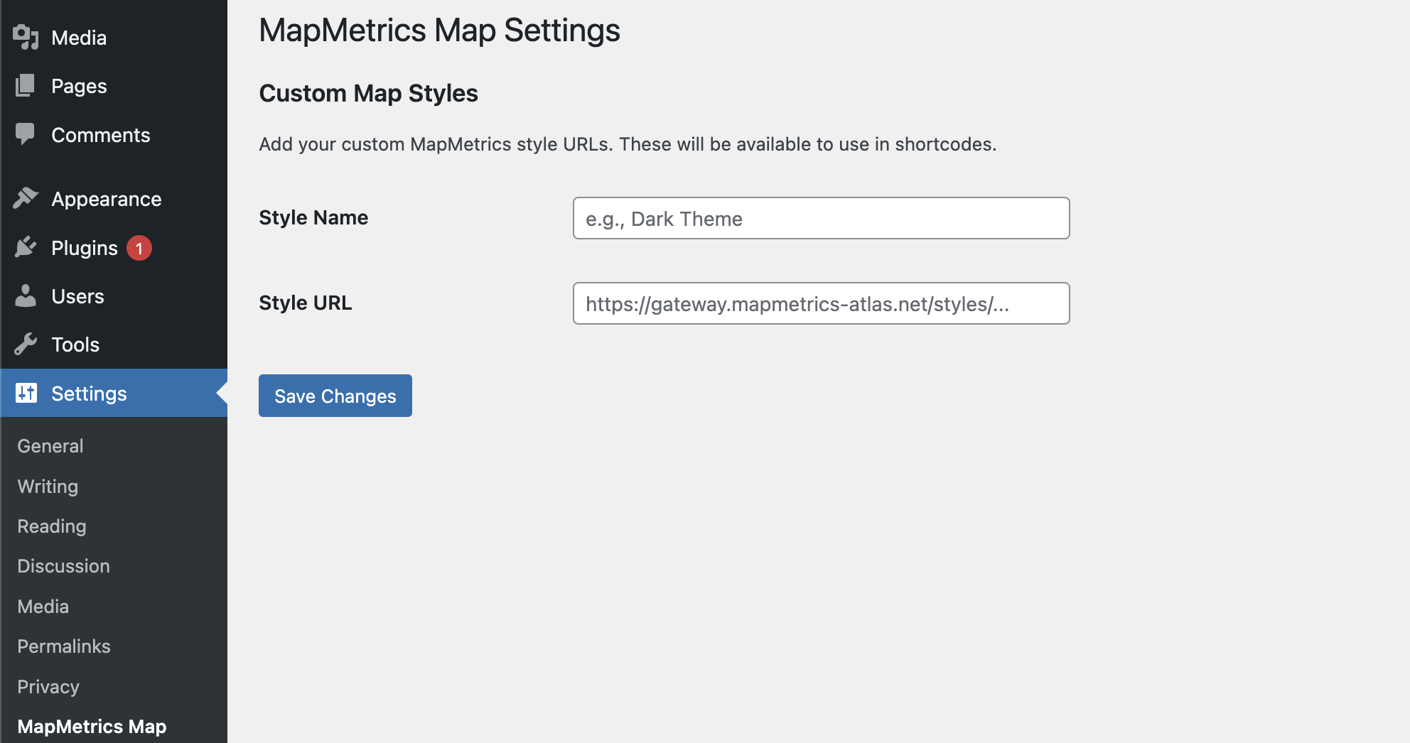 MapMetrics Map Settings