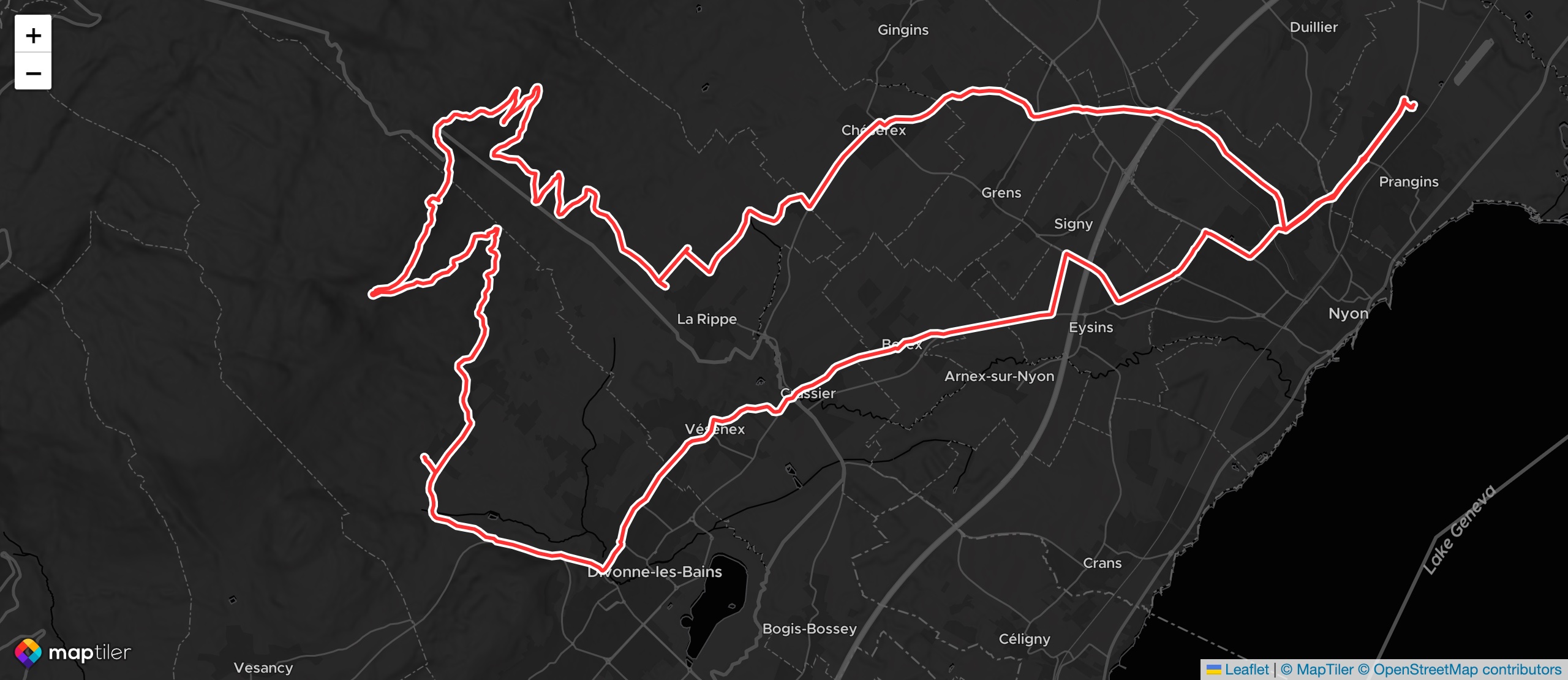 PolyLine on top of MapTiler Dark map