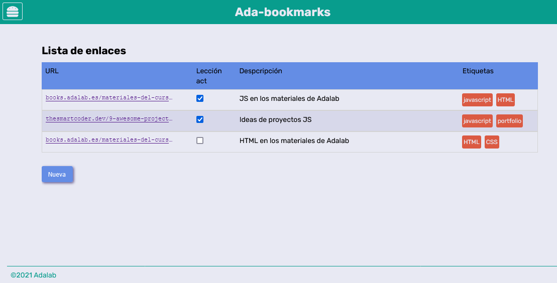 Screenshot de la aplicación web