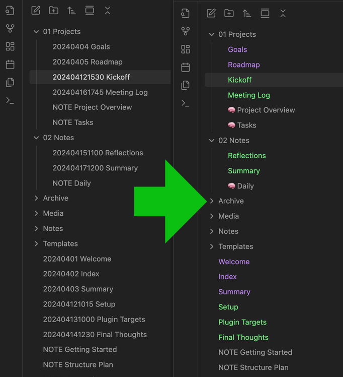 File name styling example