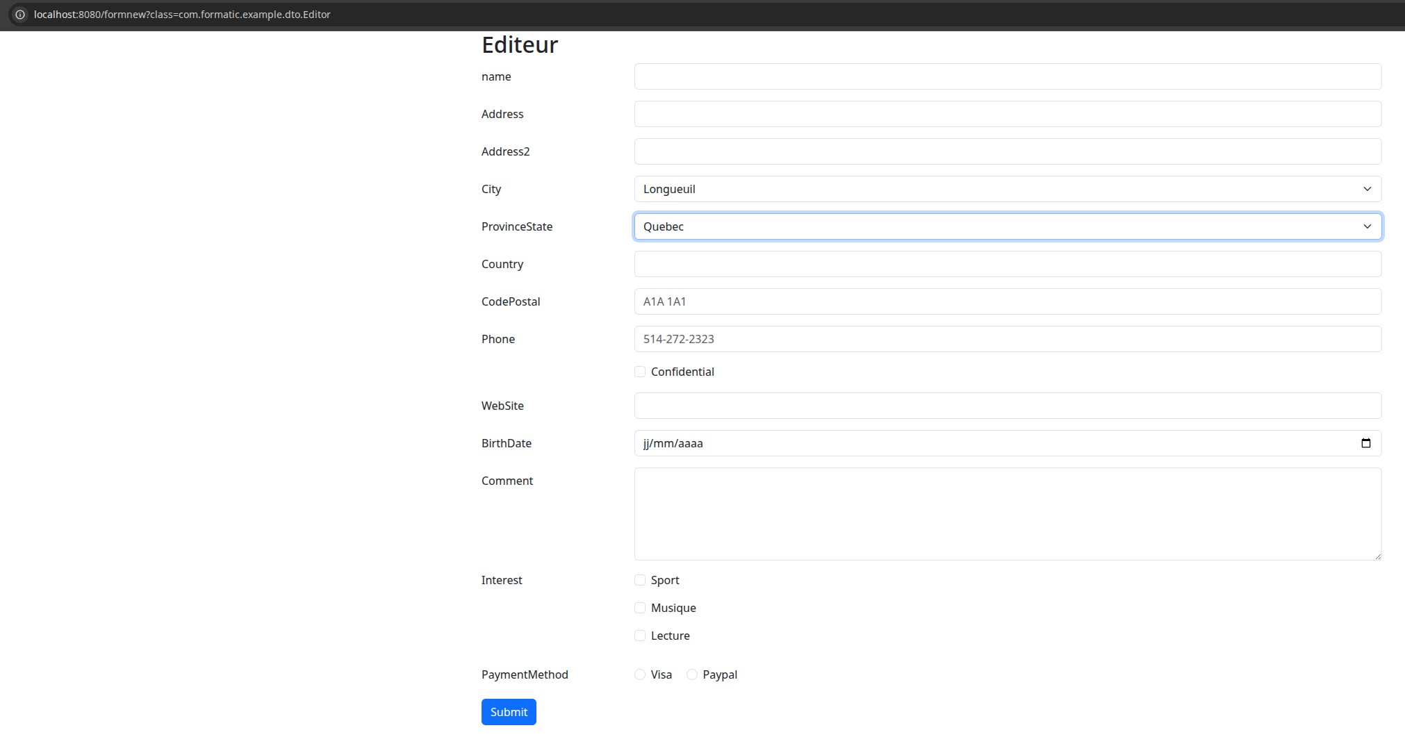 Formatic editor example process