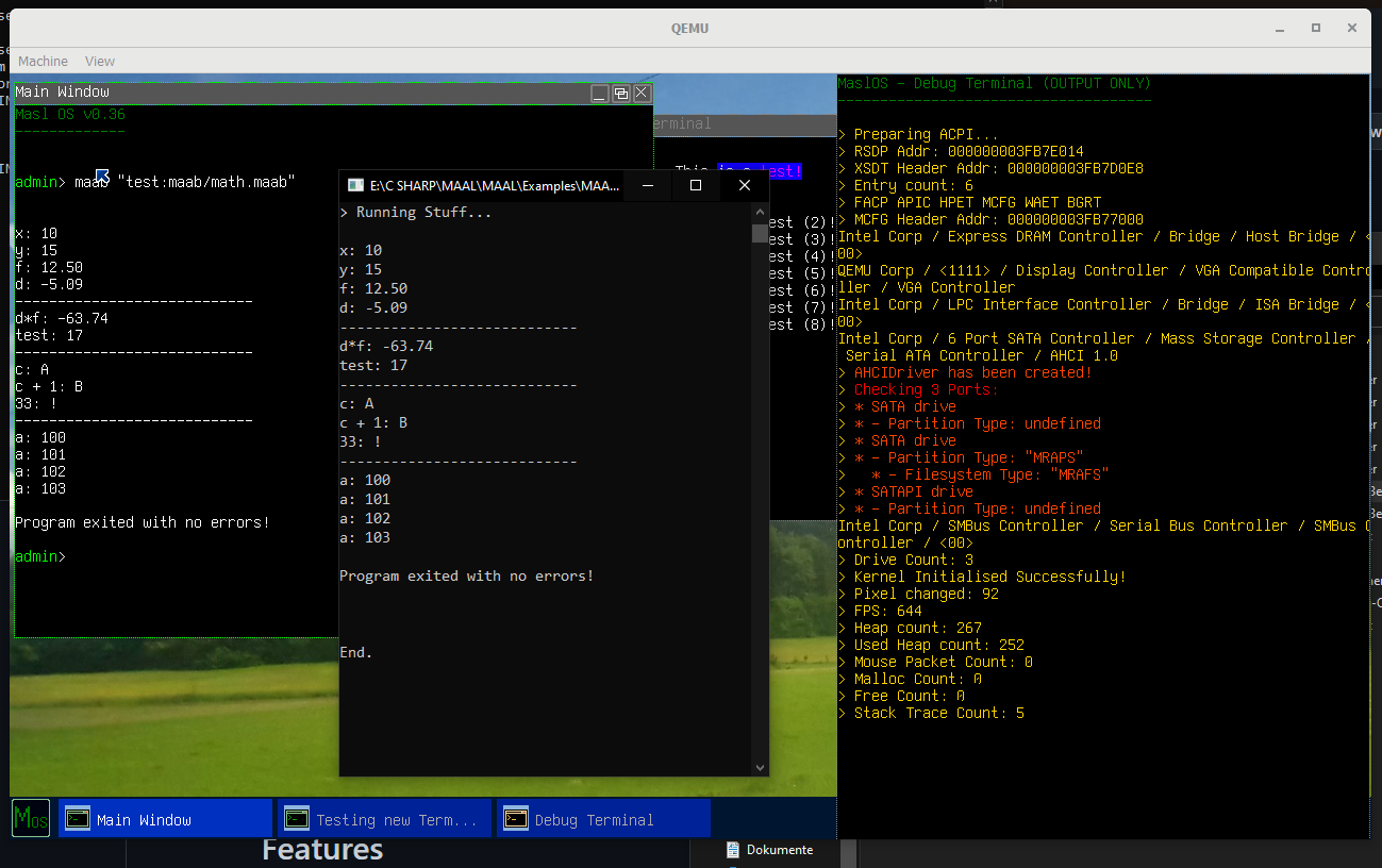 MAAB Interpreter running with the windows interpreter next to it MAAB Interpreter