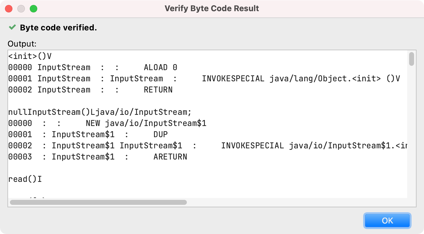 Verify Byte Code Action