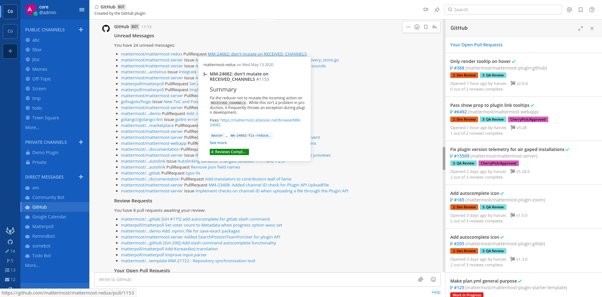 GitHub plugin screenshot