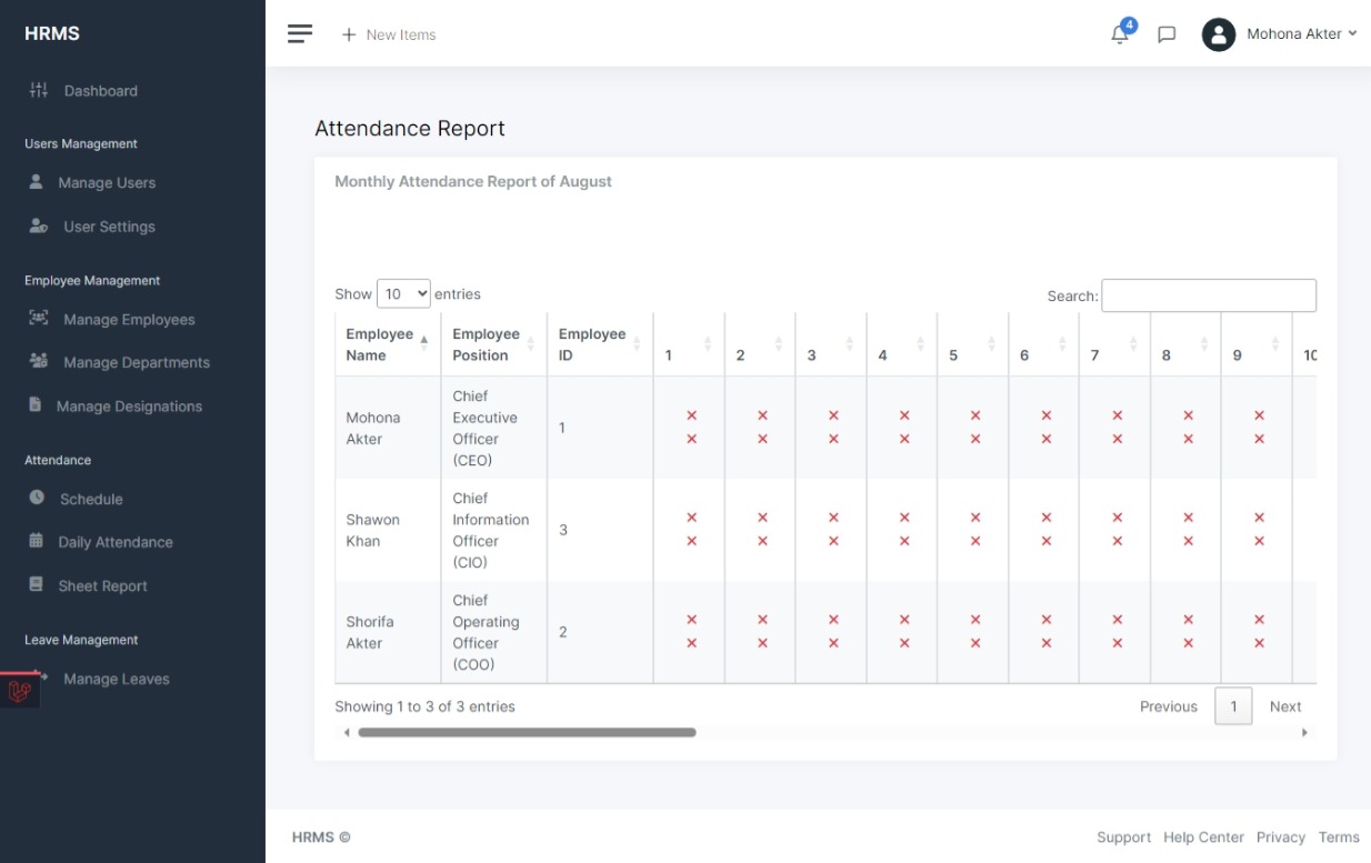 AttendanceReport