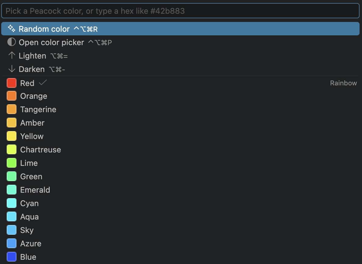 The color menu