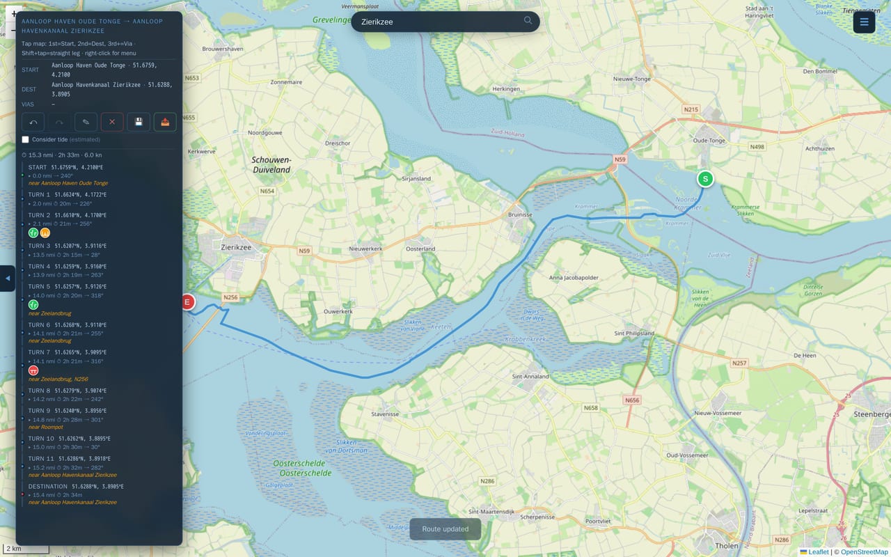 Route planning in the RouteIQ web app