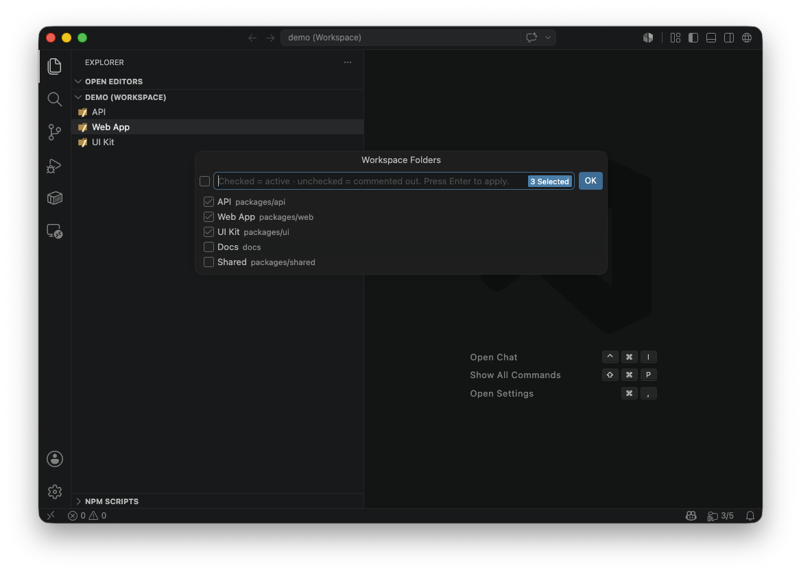 Workspace Maestro folder checklist