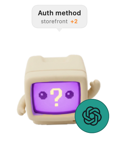 The mascot on the desktop, asking a question, with a bubble reading Auth method