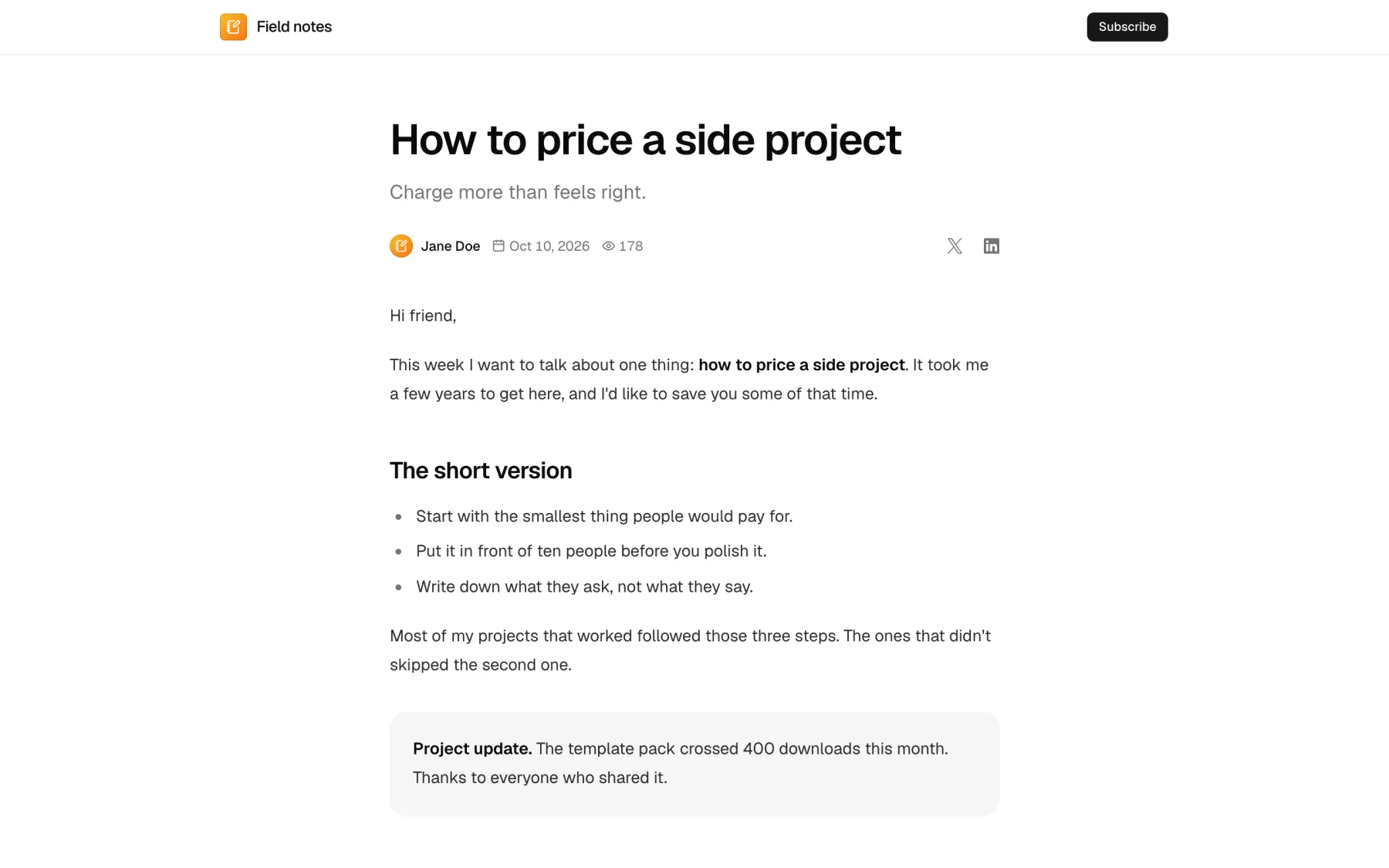 Issue page
