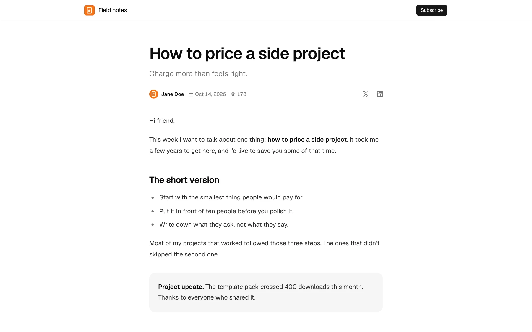 Issue page