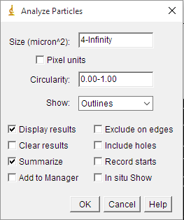 Figure 4. Analize Particles menu