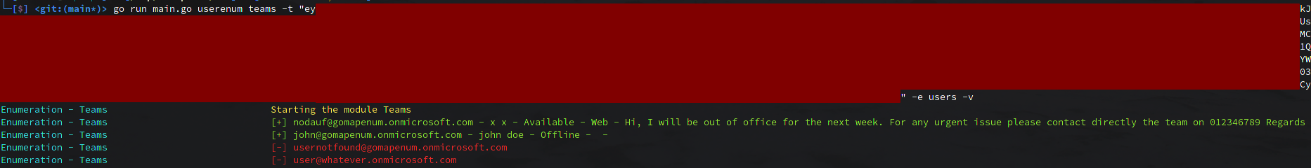 User enumeration on Teams