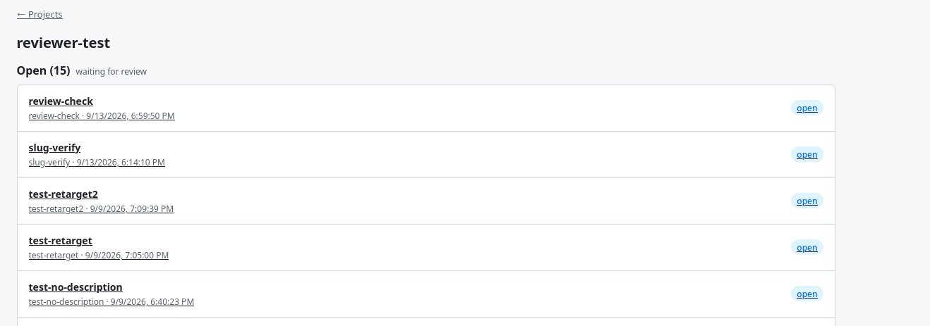 Light Mode: List of open reviews Light Mode: List of open reviews
