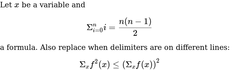 example rendered math