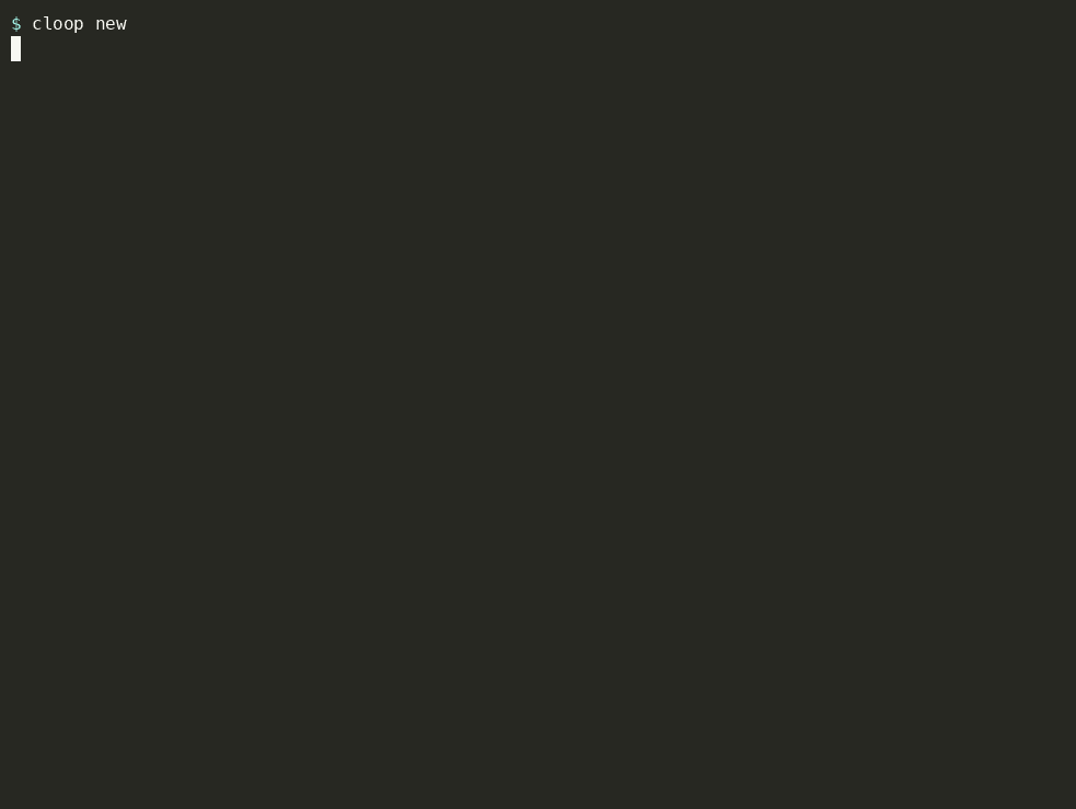 cloop wizard creating a fix-tests loop, then listing and showing it