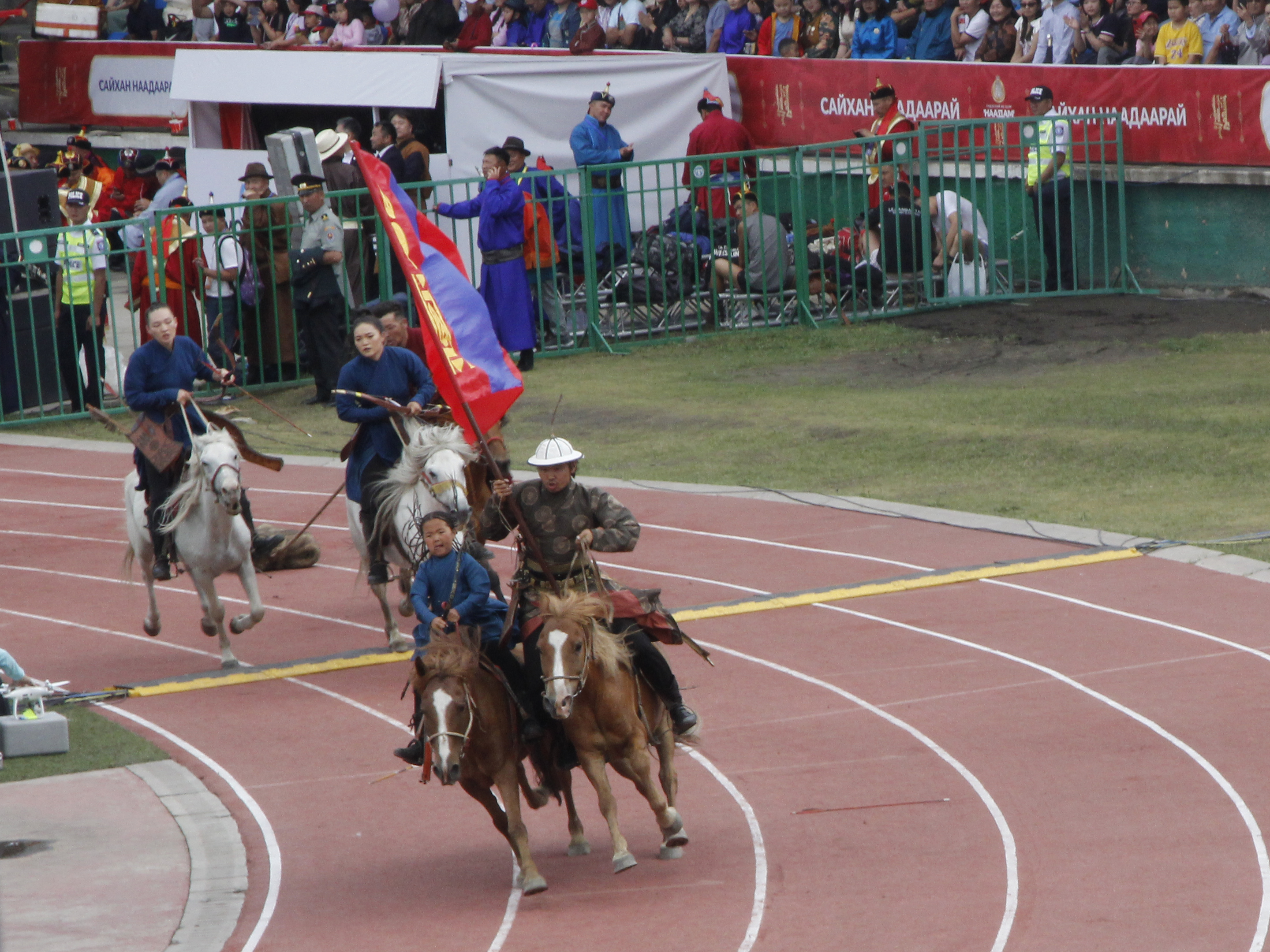 Traditional Mongolian wrestlers