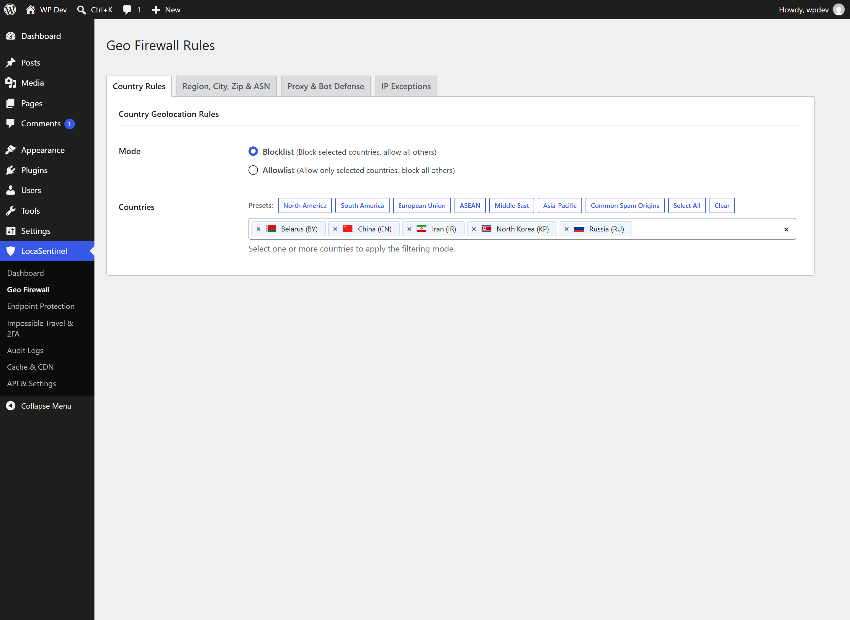 Geo Firewall Rules