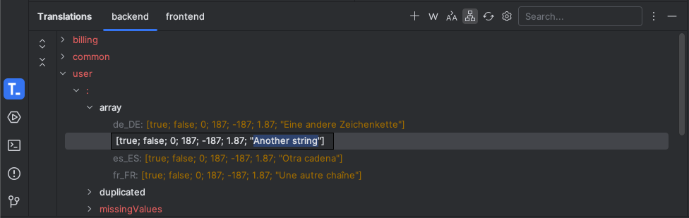 Translation Tool Window Tree View