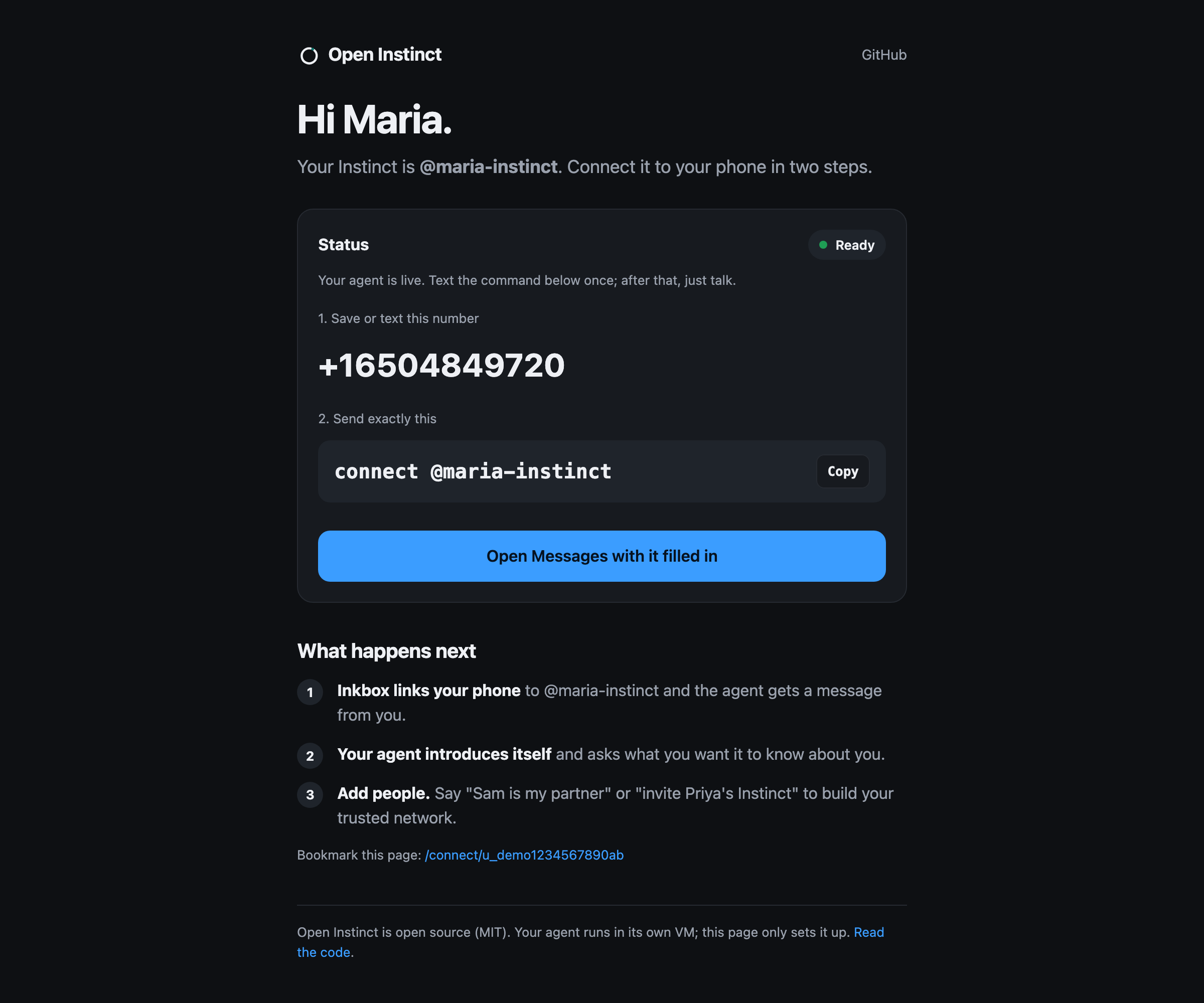 Connect page