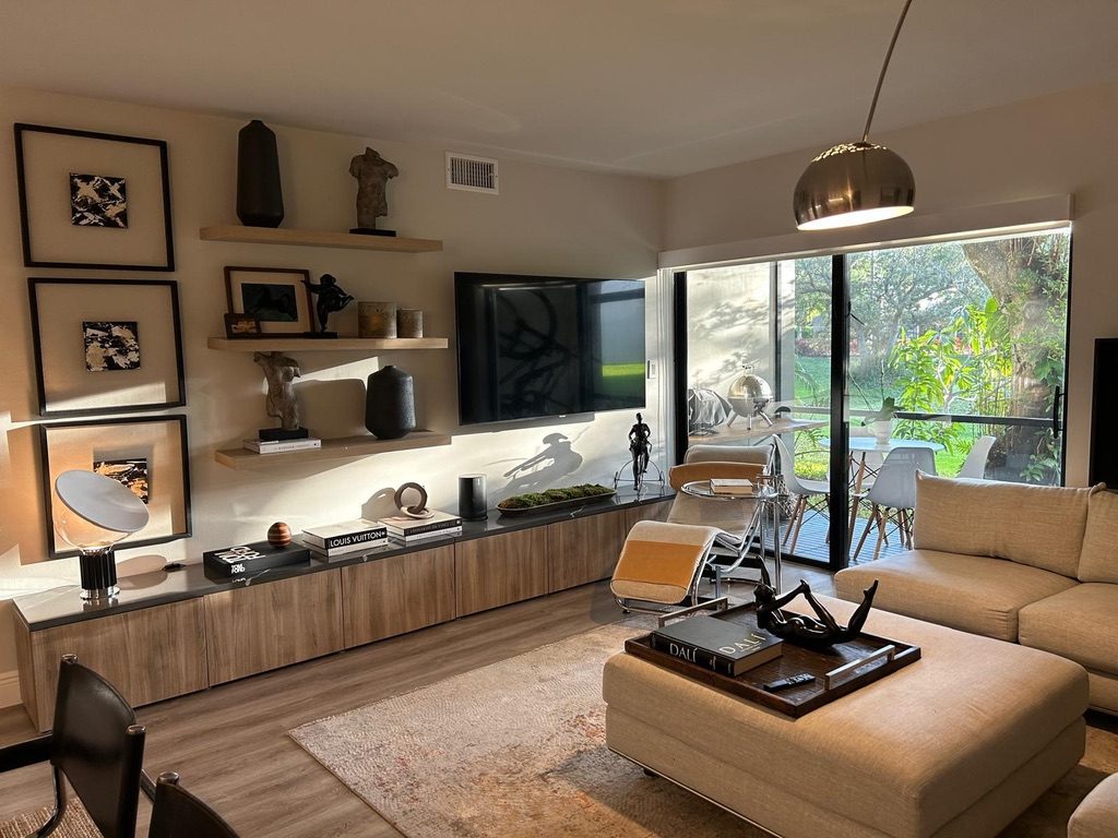 Living room with sectional sofa and TV