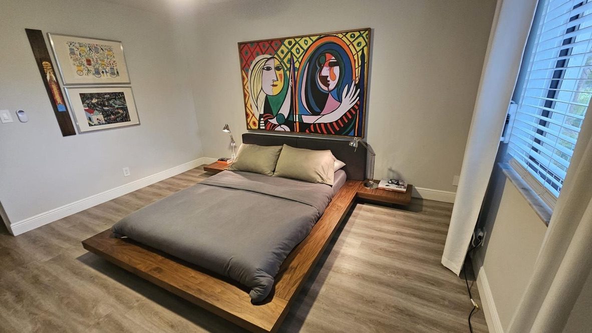 Primary bedroom with king bed