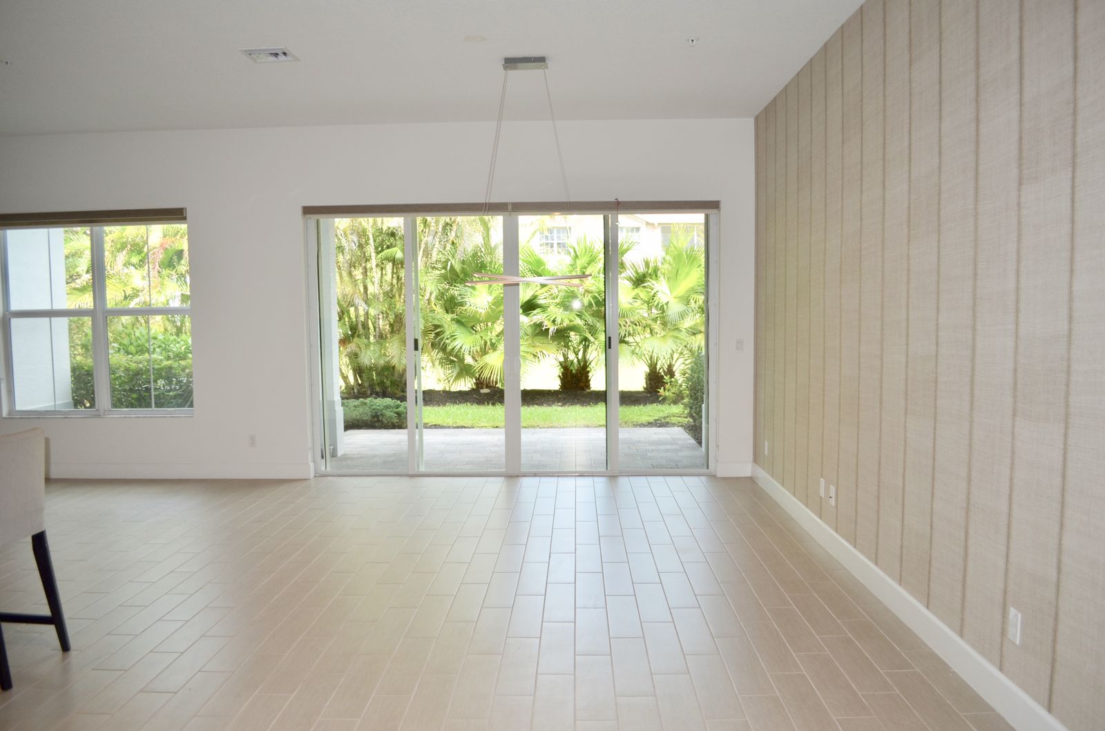 Living room with sliding glass doors to patio