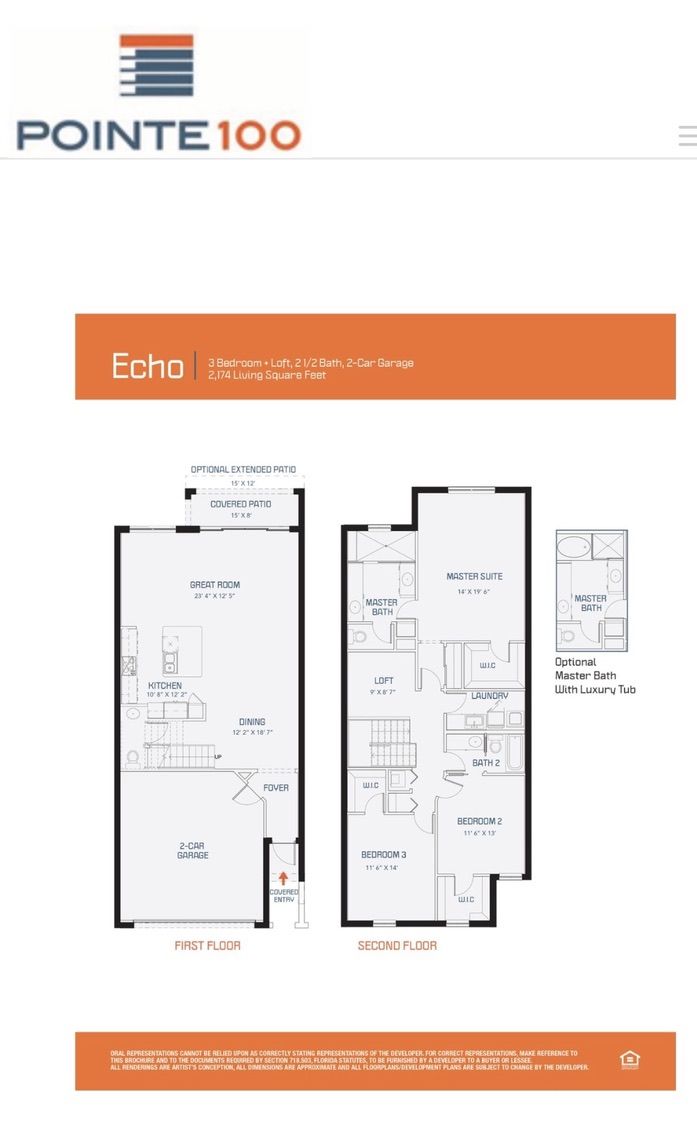 Floor plan Echo model Pointe 100