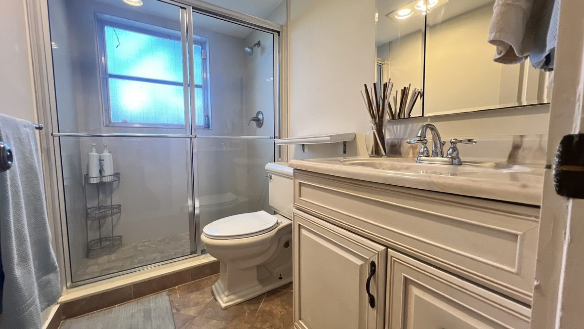 Primary bathroom with glass shower