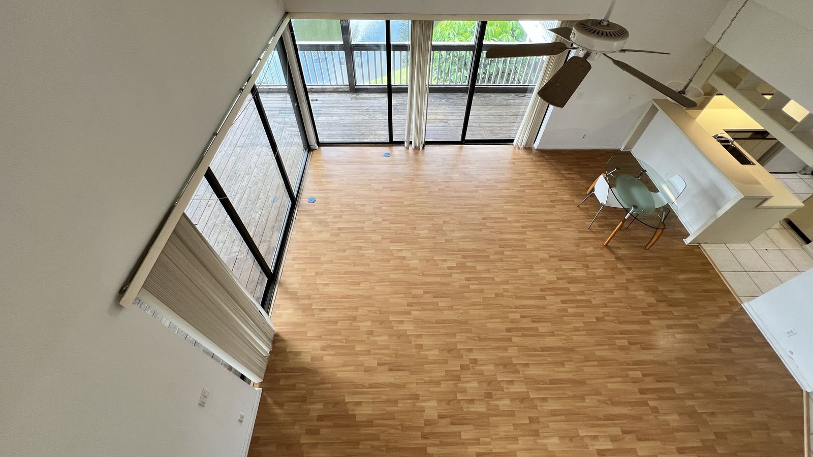 Aerial view of living area from loft