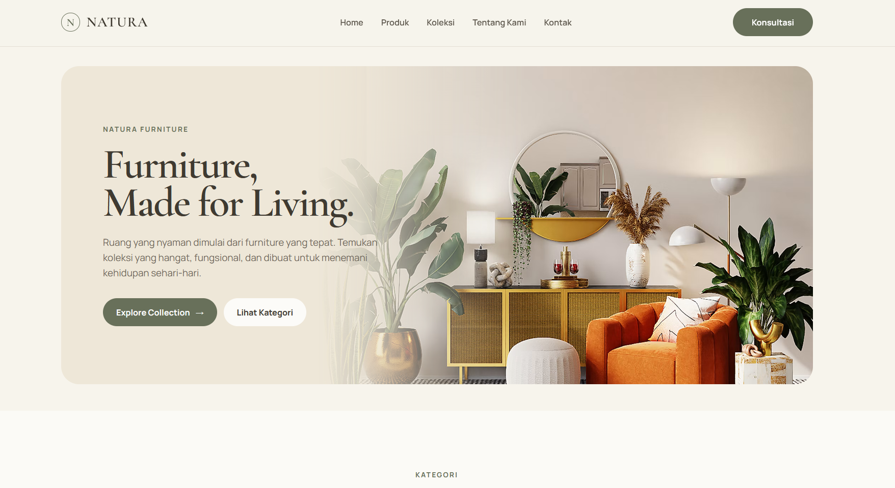 Natura Furniture website preview