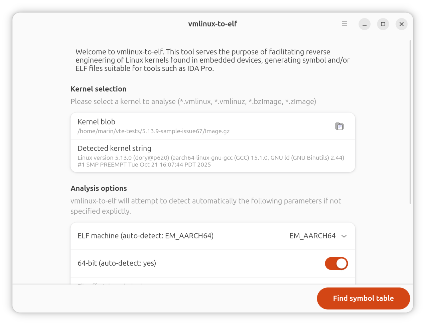 Application main screen