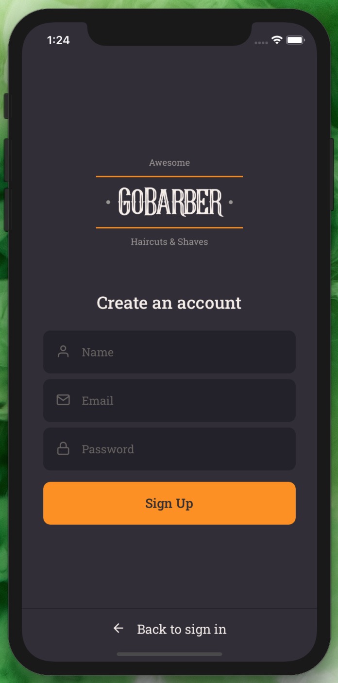 GoBaber Mobile Sign Up
