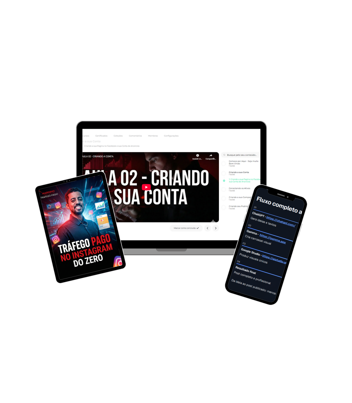 Mockup do Curso Tráfego Pago no Instagram - Marinho TFG