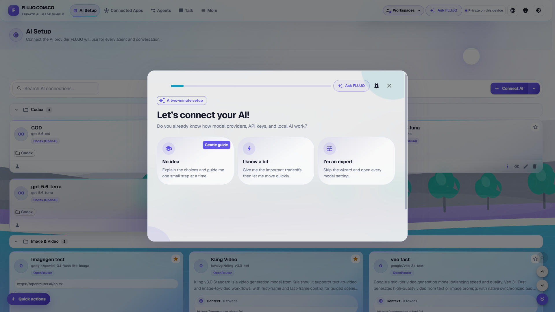 AI Setup — Guided Connection Wizard
