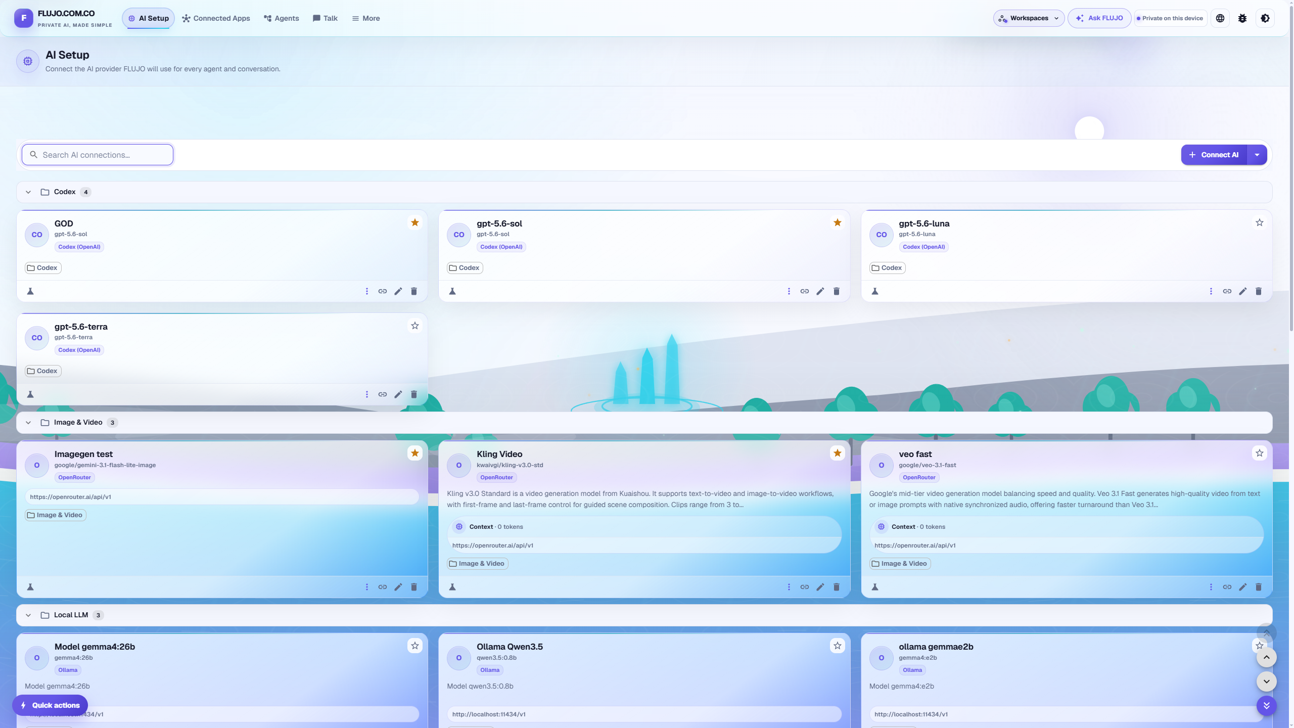 AI Setup — Configured AI Connections