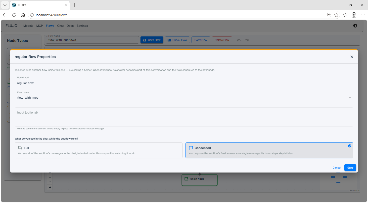 Subflow configuration