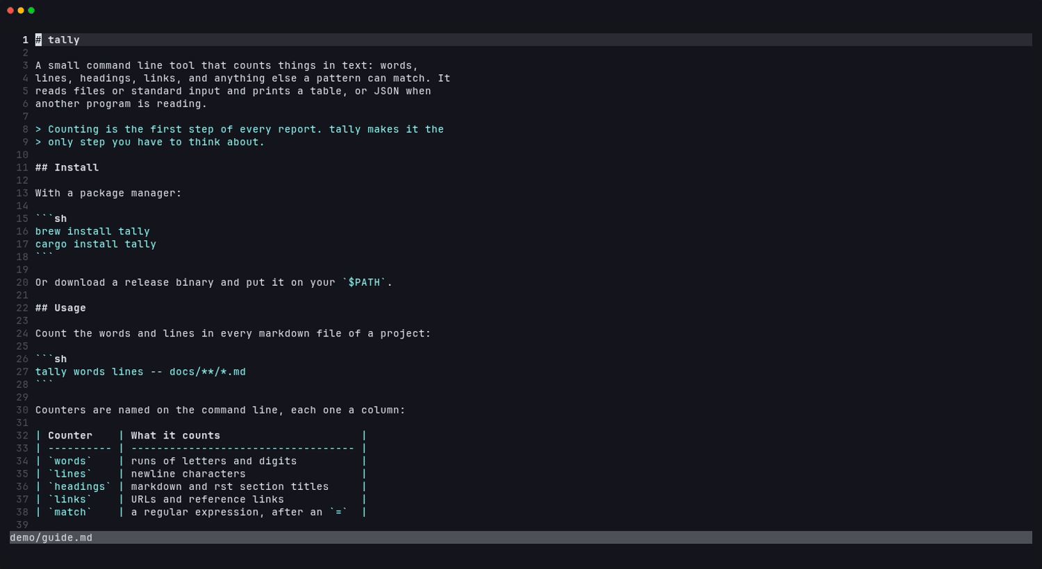 Editing a markdown document with its leaf rendering beside it; scrolling either side scrolls the other