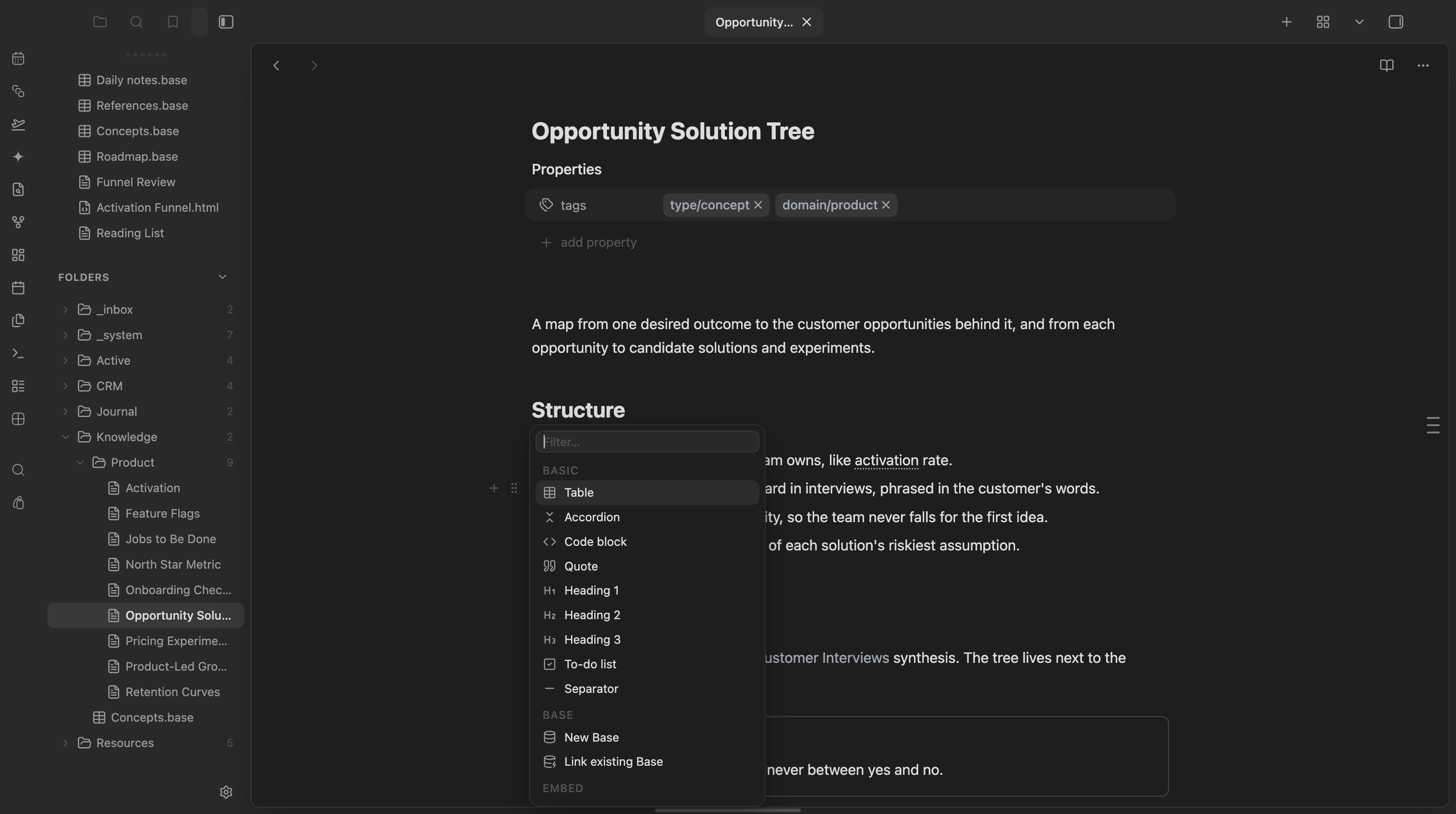 Composer screenshot — Composer insert menu