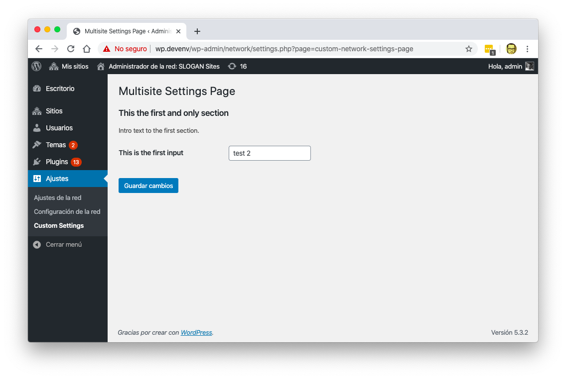 Settings Page