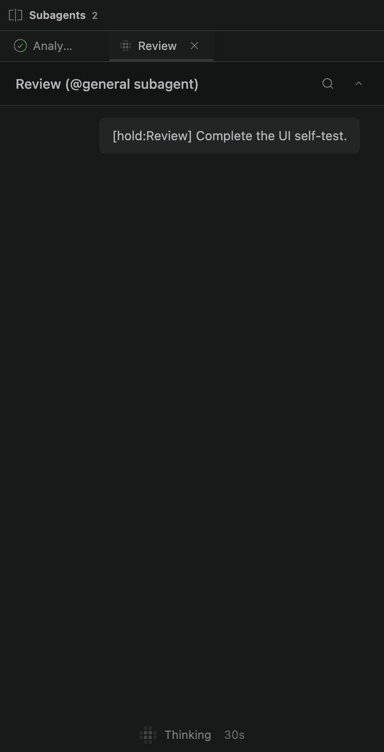 Analysis has an unread completion while Review remains busy