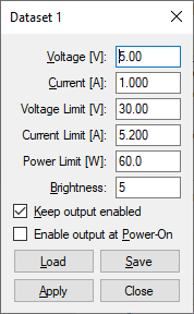 Dataset dialog