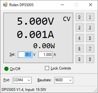 GUI for Riden DPS5005 power supply