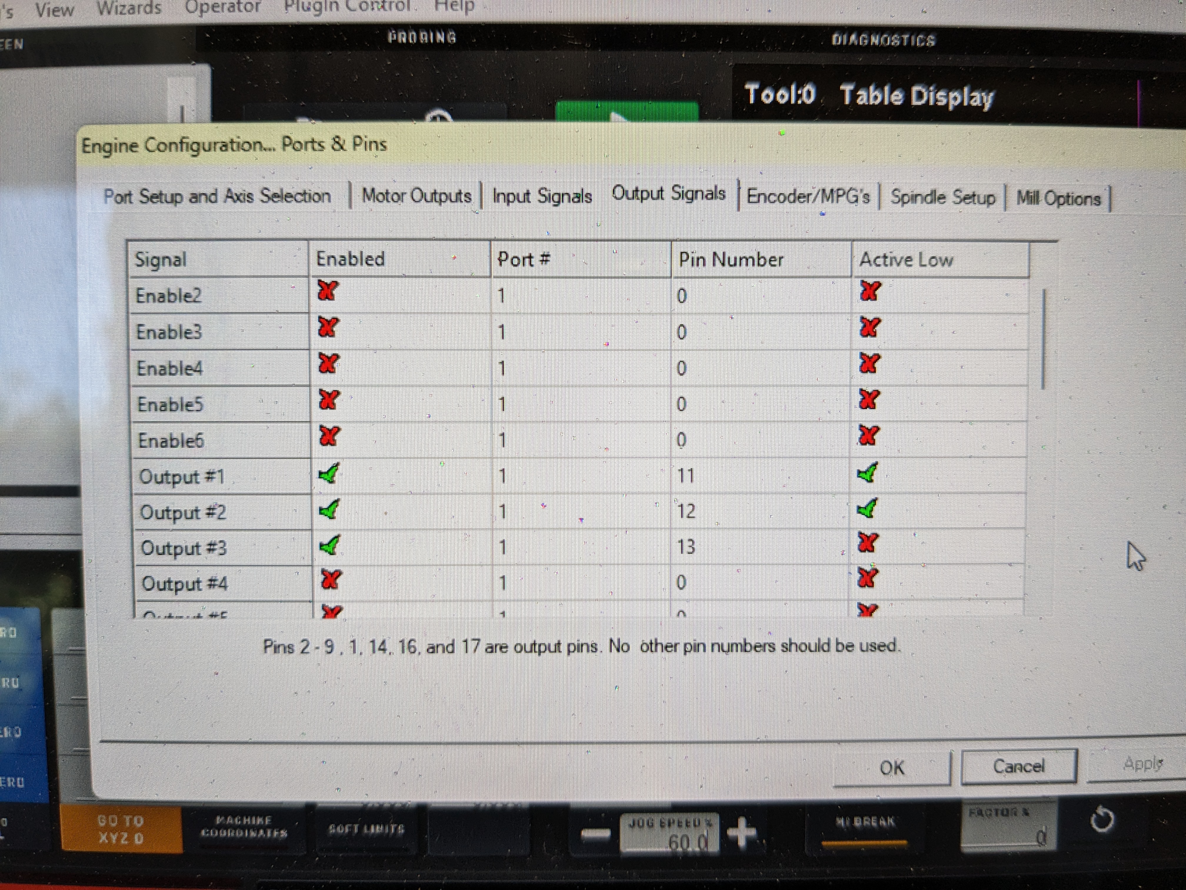 Mach3 setting output2 active low