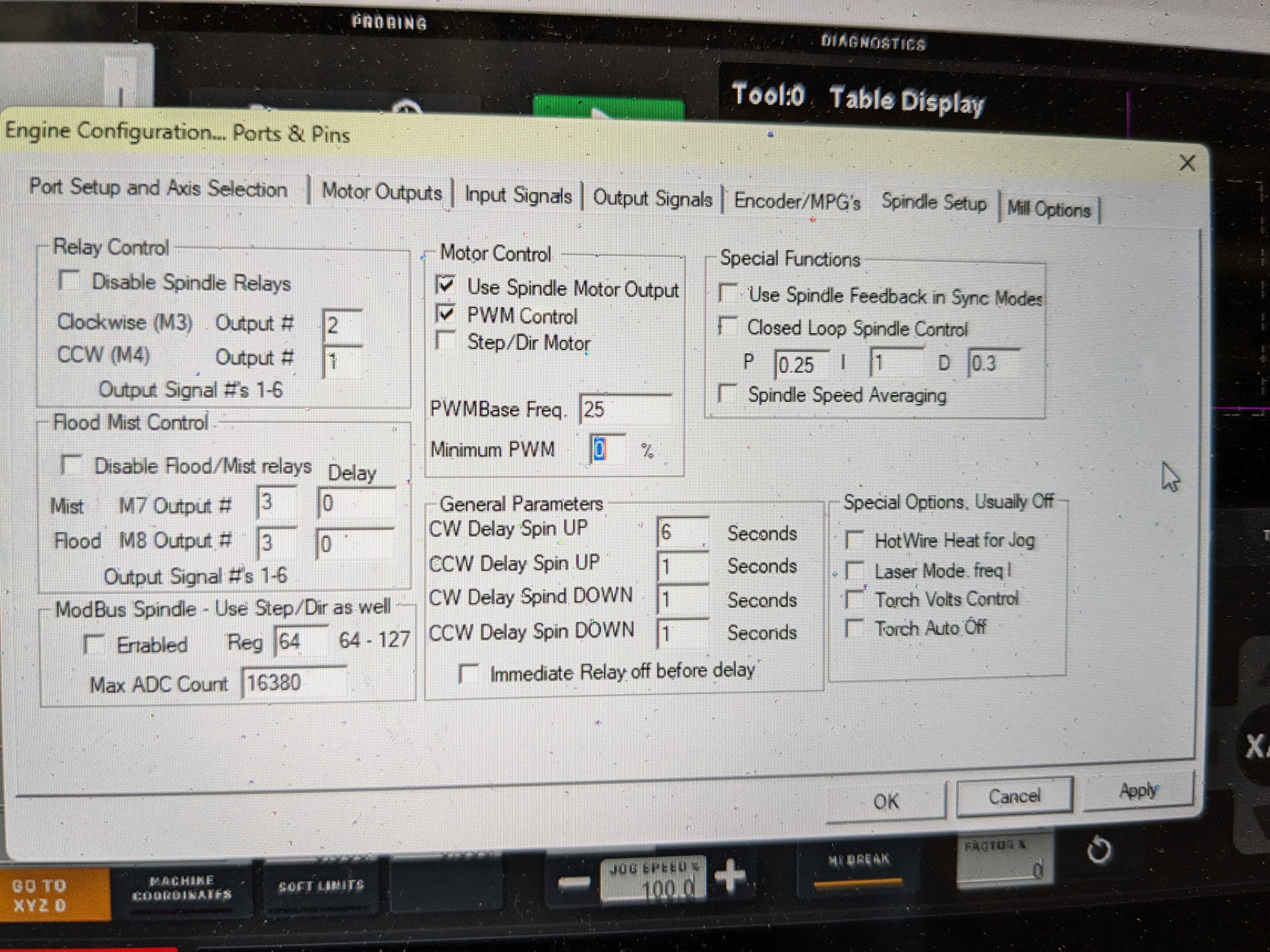 Mach3 setting up M3 and M4