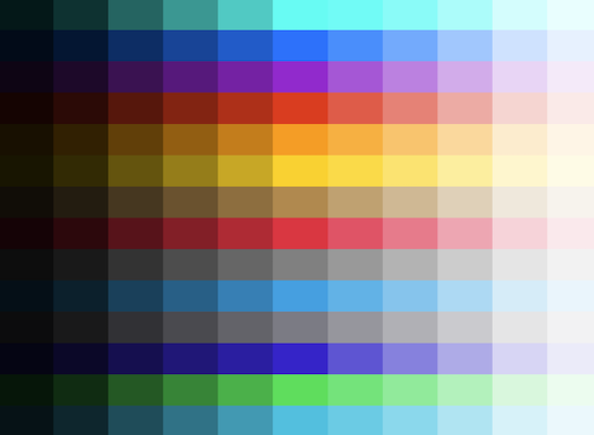 SwiftUI colours in a shaded spectrum from dark tint to light tint