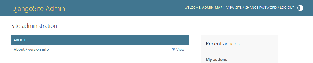 About link at top of Admin Page